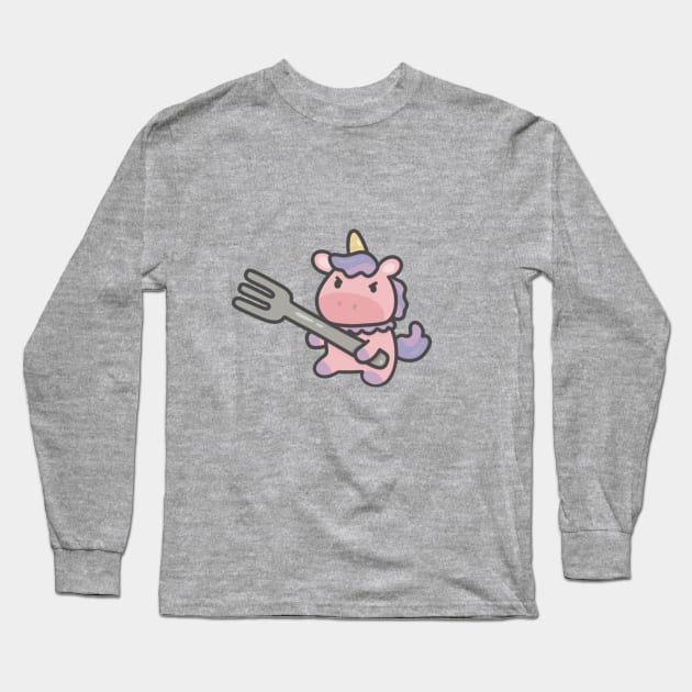 Angy Unicorn Long Sleeve T-Shirt by pbanddoodles